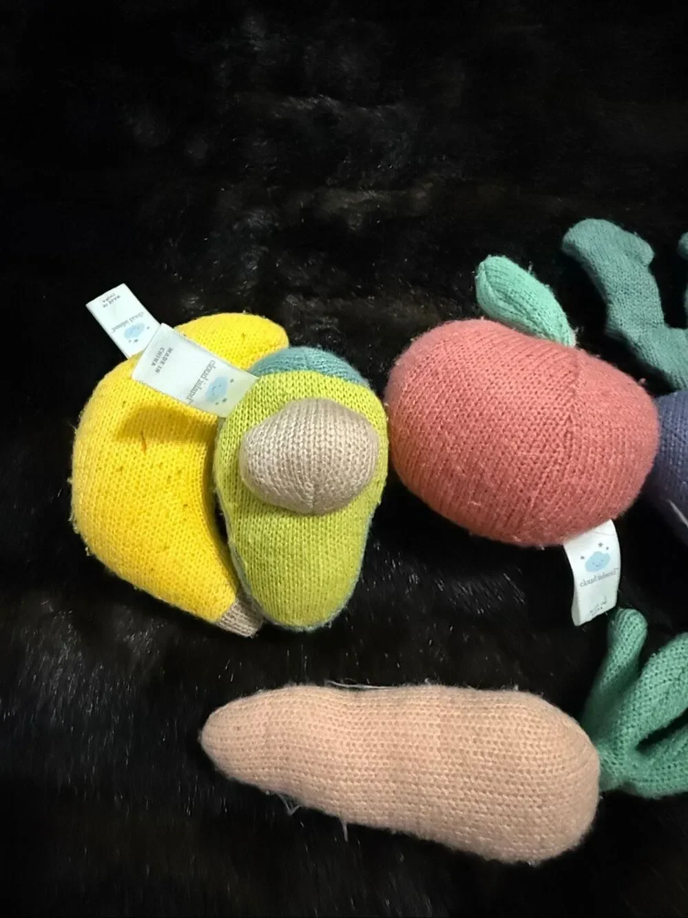 Cloud Island Vegetable Plush Toy Pretend Play Kitchen Rattles Baby Set 5 Fruits